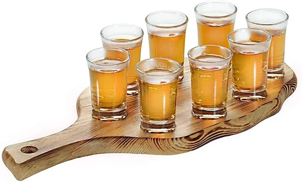 KESPER® Schnapsglasträger Kiefer geflammt mit 8 Gläsern