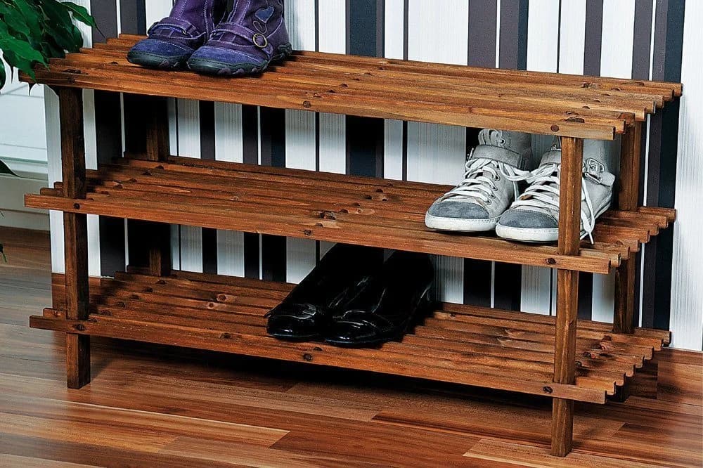 KESPER Schuhregal 3-stöckig Tannenholz dunkel FSC - Bild 2