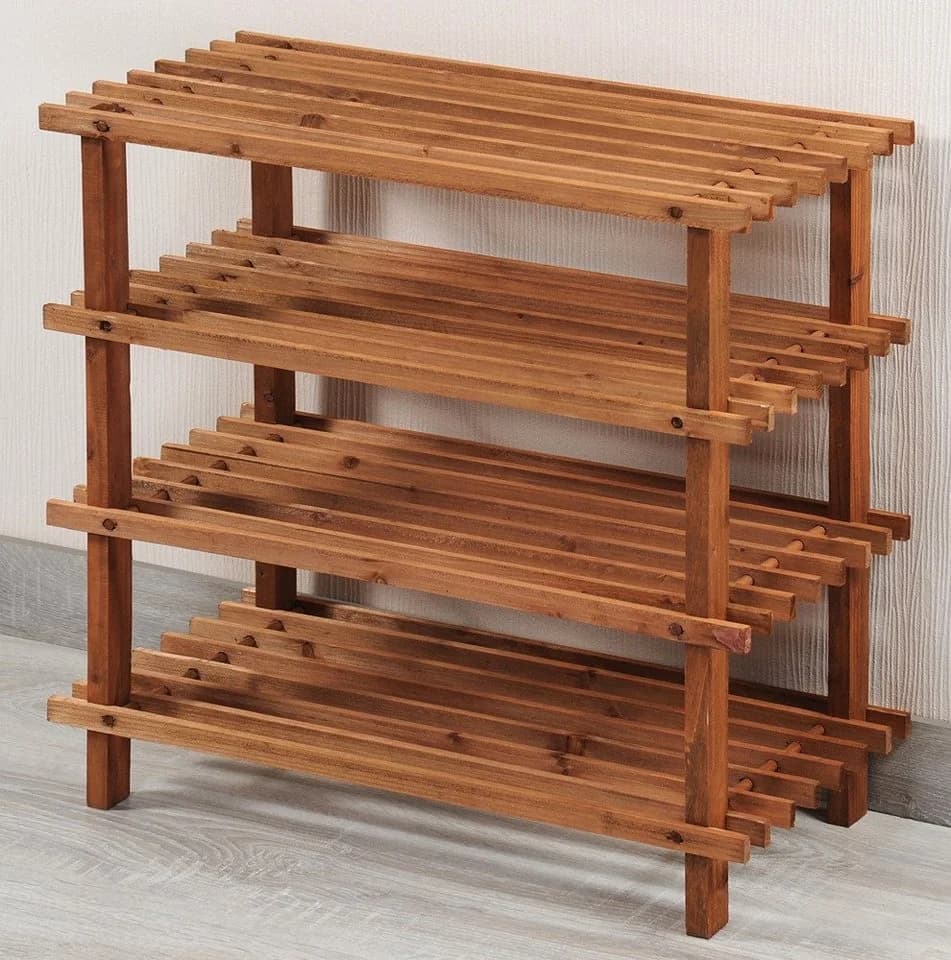 Kesper Schuhregal 4-stöckig Massivholz Akazie