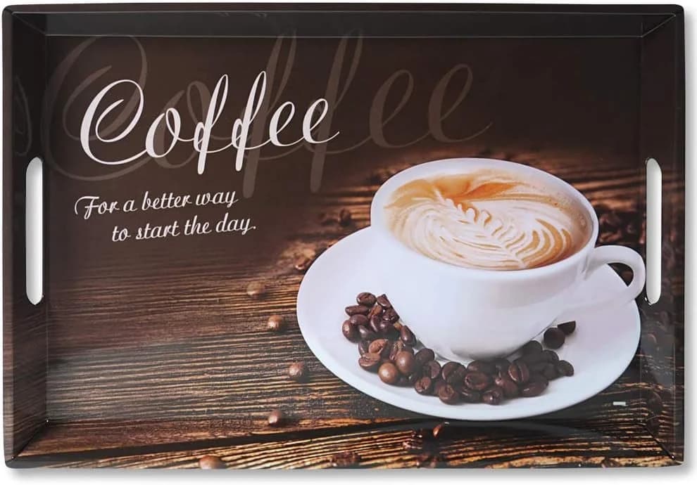 KESPER Serviertablett Melamin Coffee Motiv Braun