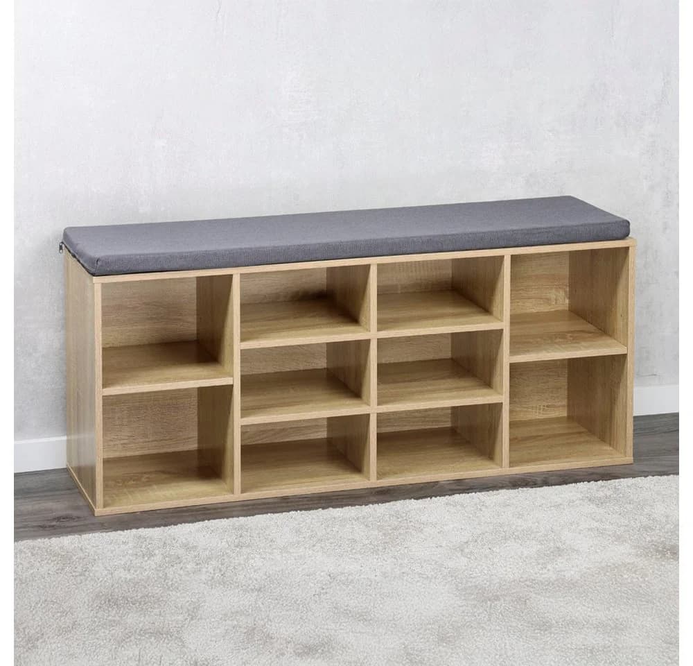 Kesper Schuhbank Sonoma Eiche mit Sitzkissen und Stauraum - Bild 4