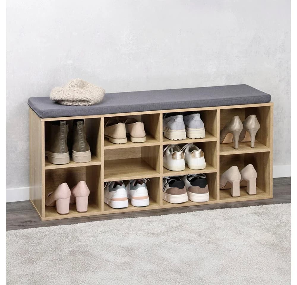 Kesper Schuhbank Sonoma Eiche mit Sitzkissen und Stauraum - Bild 5