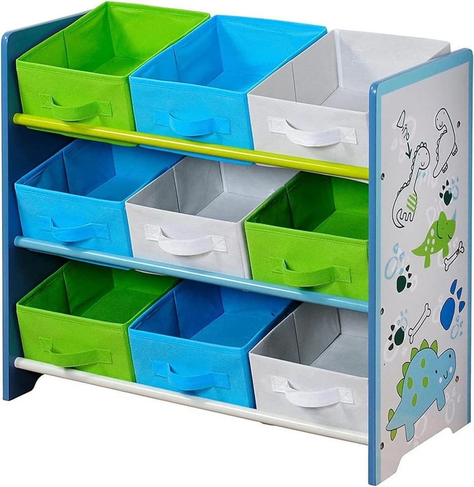 KESPER® Aufbewahrungsregal Blau mit 9 Textilkörben