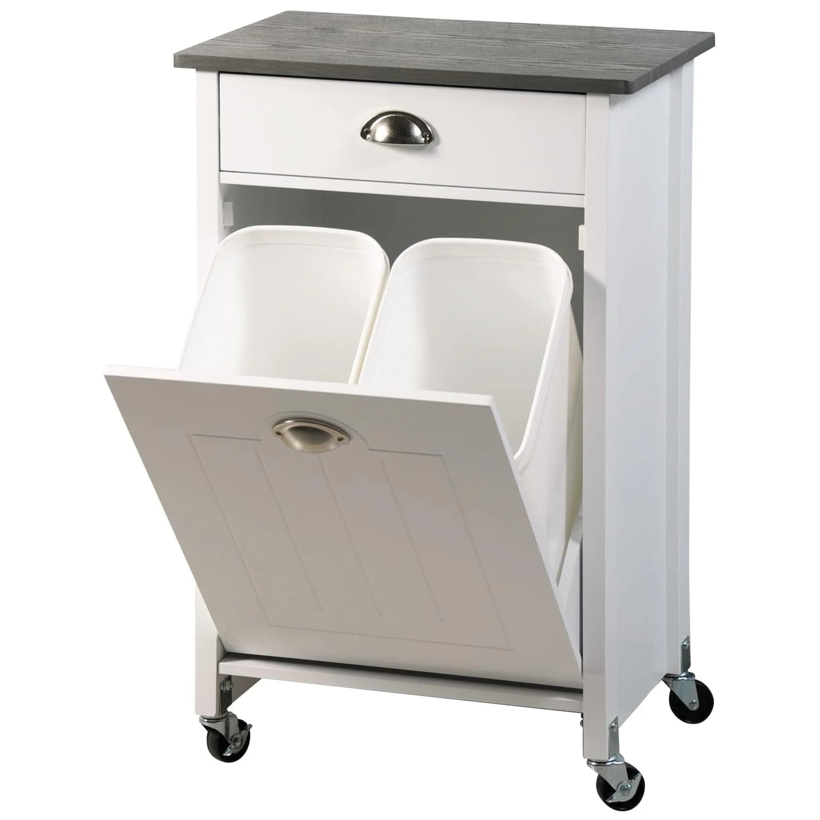 KESPER® Küchenwagen Rollwagen inkl. Abfalleimer, weiß/grau, FSC