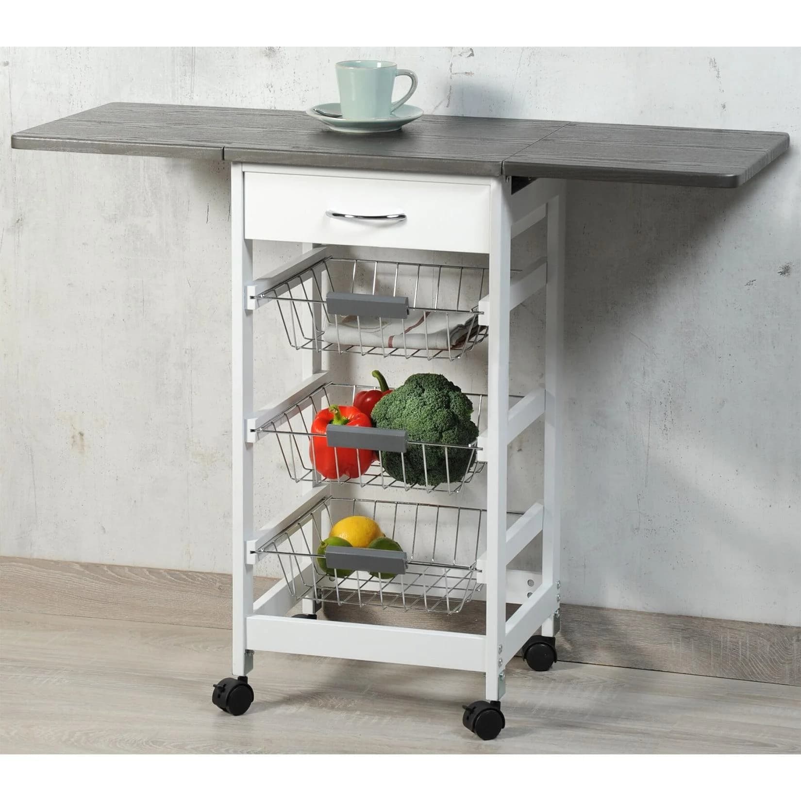 KESPER Küchenwagen Rollwagen Weiß Grau FSC