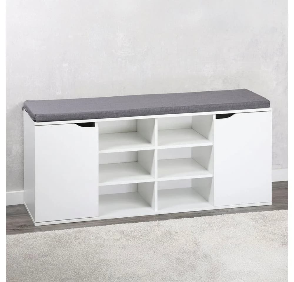 Kesper Schuhschrank mit Sitzkissen und Türen Weiß