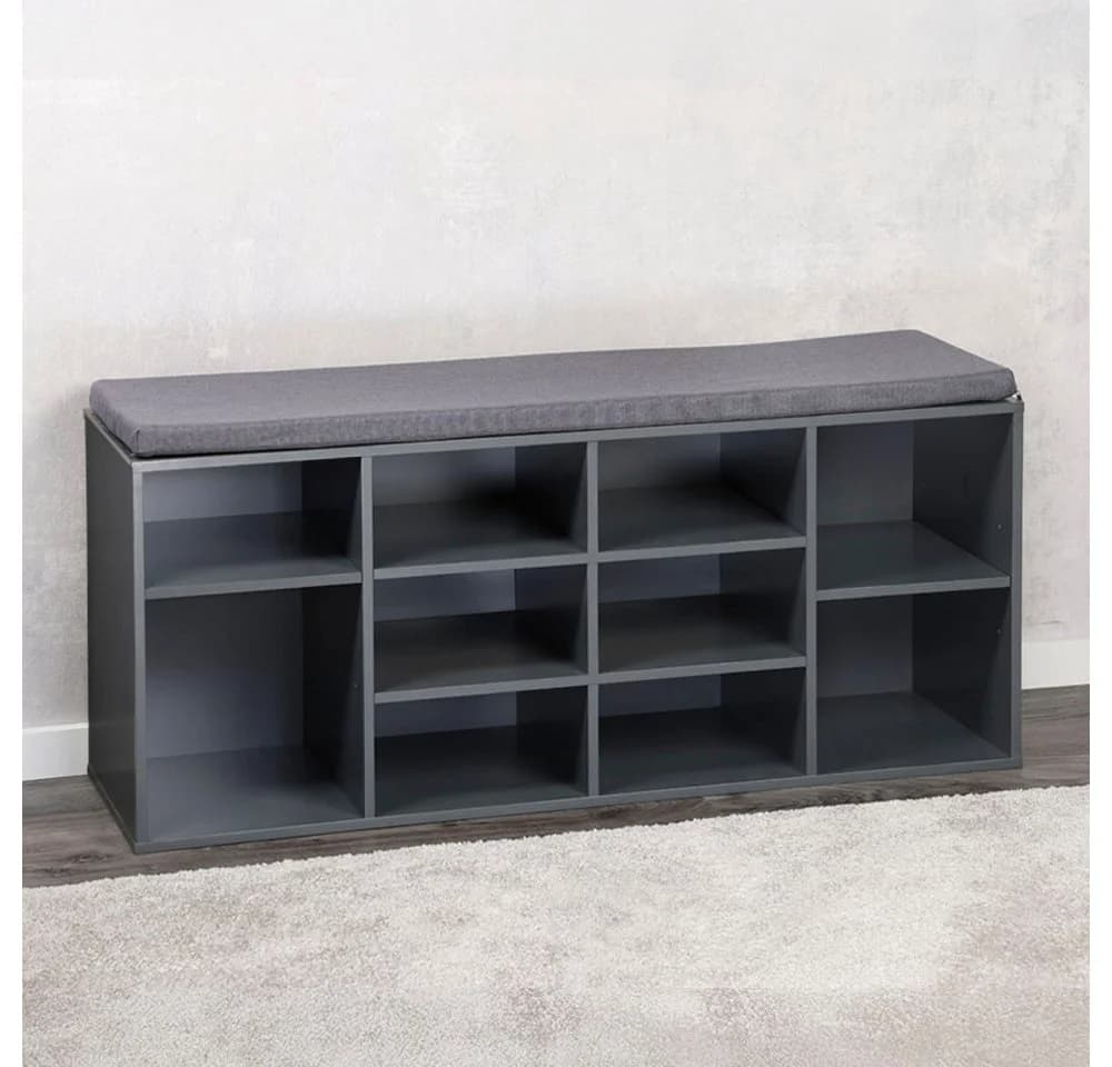Kesper Schuhschrank mit Sitzkissen Grau - 10er Schuhstauraum - Bild 2