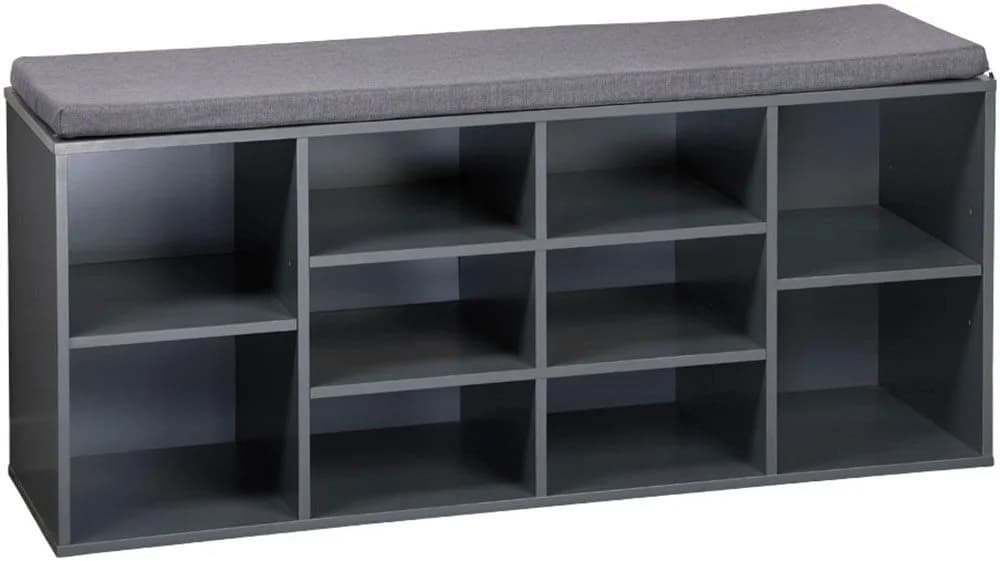 Kesper Schuhschrank mit Sitzkissen Grau - 10er Schuhstauraum - Bild 3