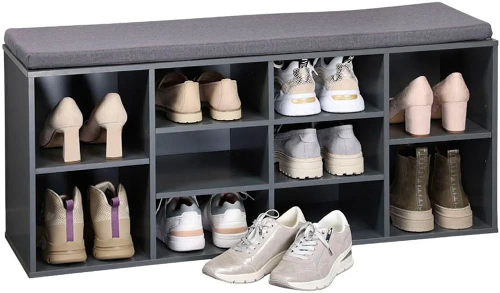 Kesper Schuhschrank mit Sitzkissen Grau - 10er Schuhstauraum - Bild 5