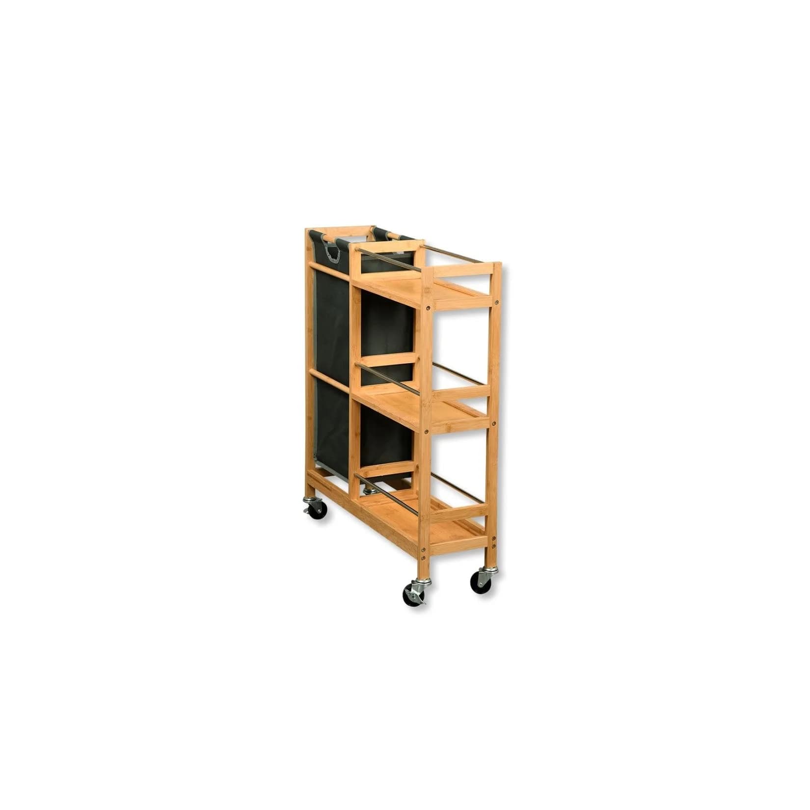 KESPER Nischenwagen mit Flaschensammler Bambus Braun Rollwagen