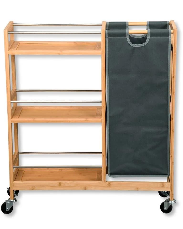 KESPER Nischenwagen mit Flaschensammler Bambus Braun Rollwagen - Bild 3
