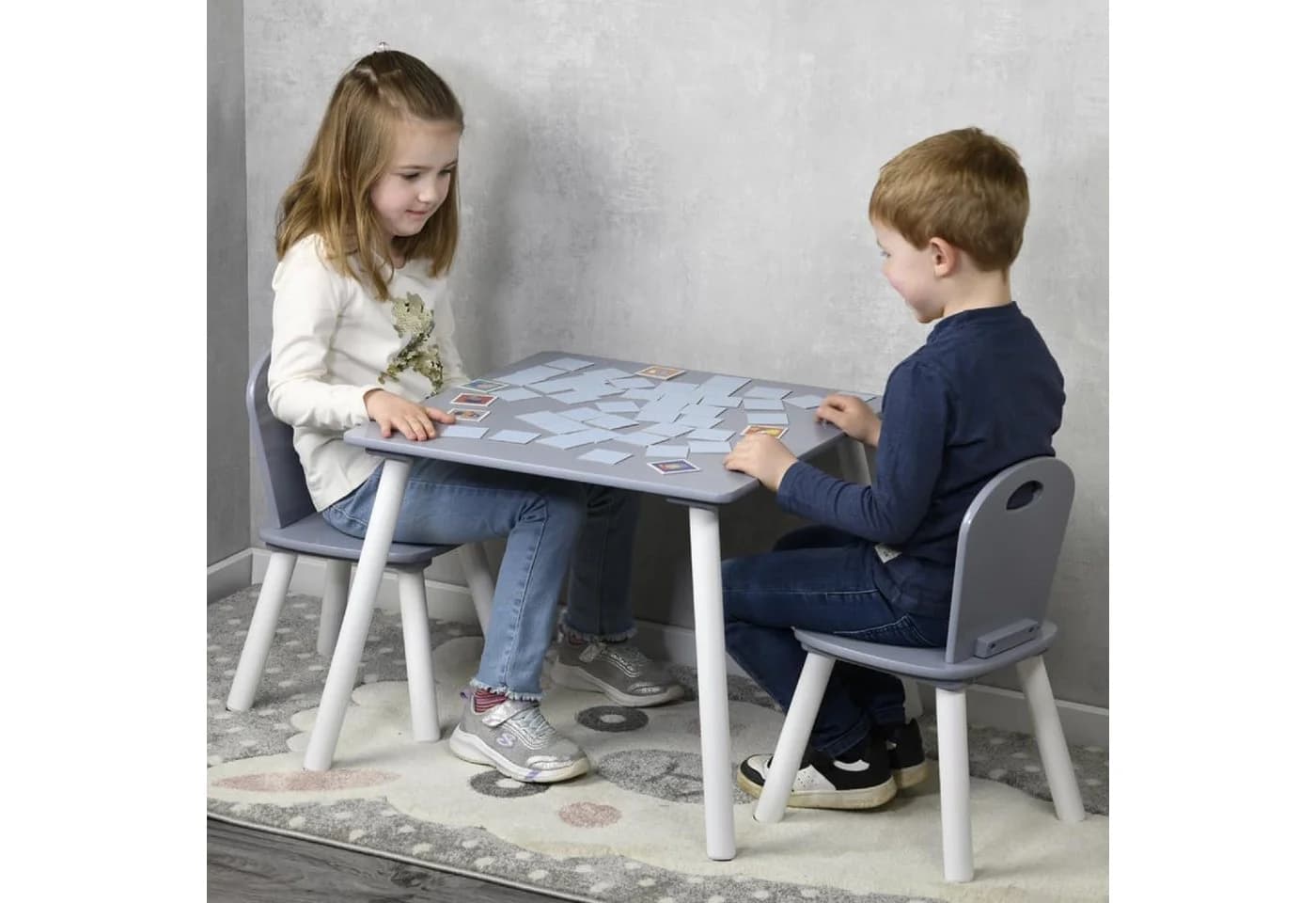 Kesper Kindertisch mit 2 Stühlen Grau - Kinder-Sitzgarnitur - Bild 4