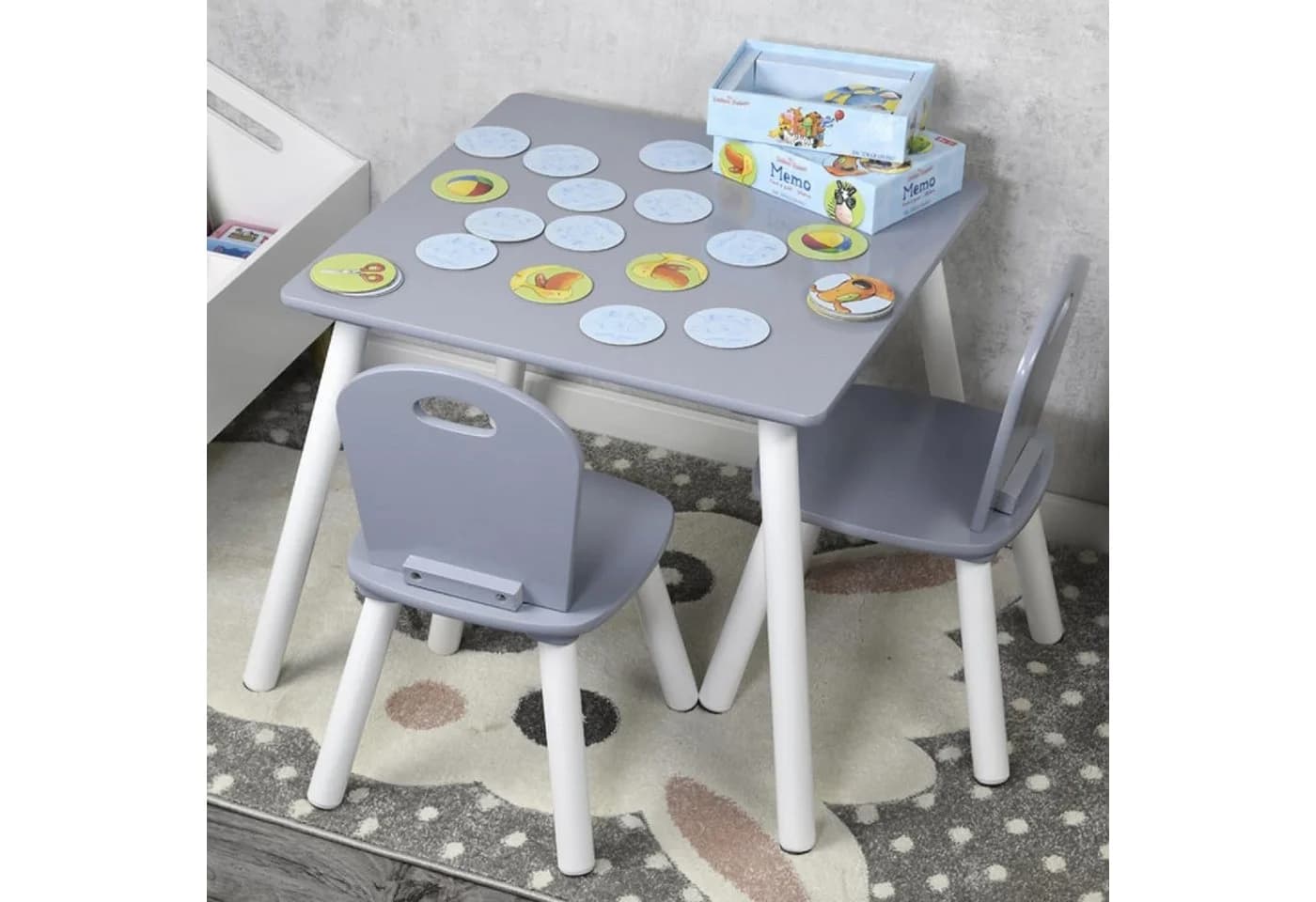 Kesper Kindertisch mit 2 Stühlen Grau - Kinder-Sitzgarnitur - Bild 5