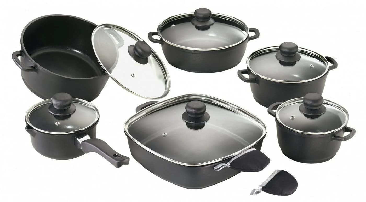 Karcher Topf-Set Aluguss 12-tlg. mit Teflon-Beschichtung & Glasdeckel - Bild 2