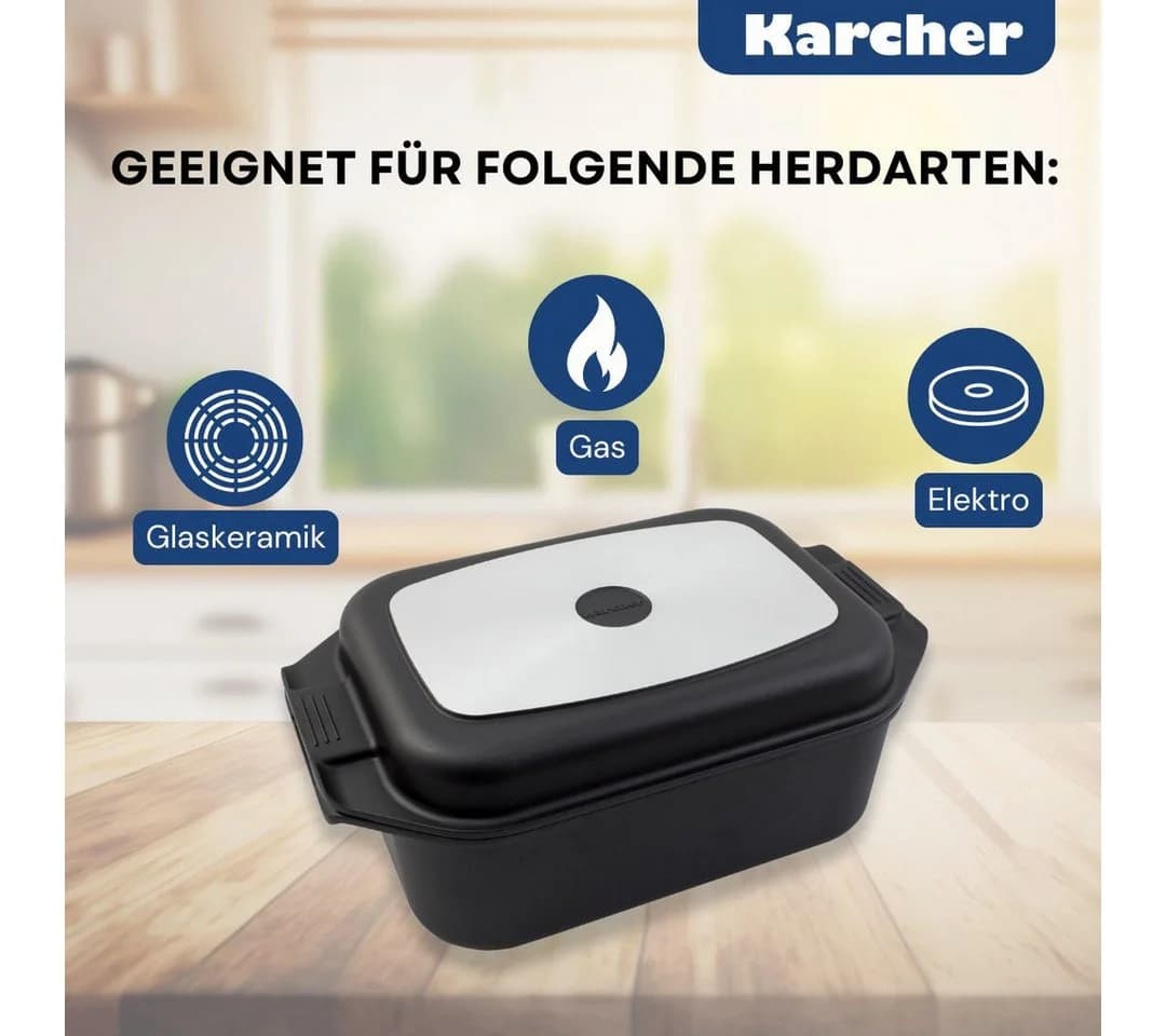 Karcher Bräter Aluguss 2in1 Schwarz 8,7L mit Deckel & Handschuhen - Bild 4