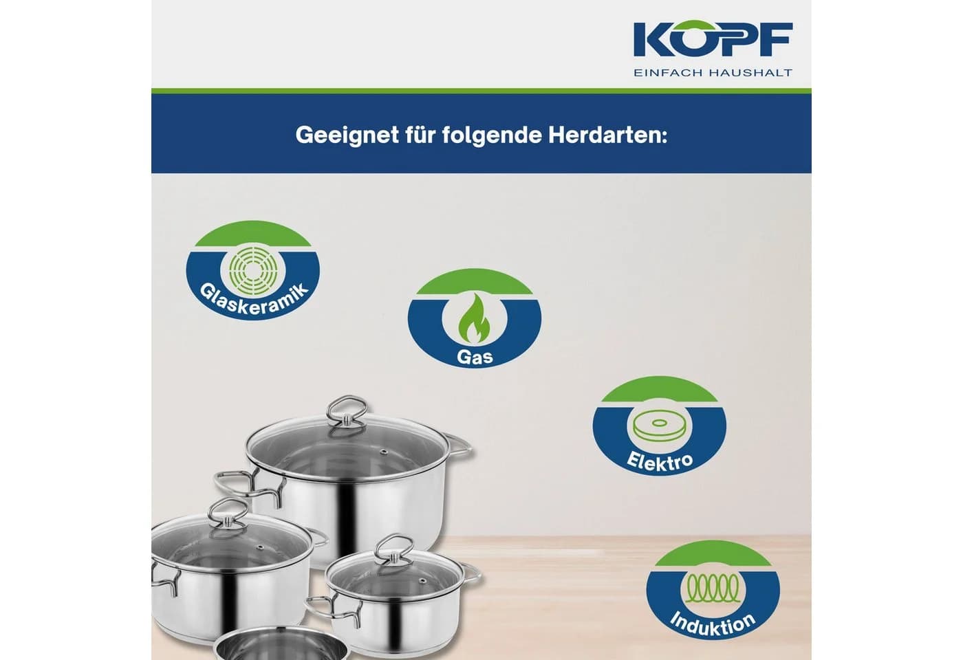 Kopf Topf-Set Merkur 4-teilig Edelstahl Induktion - Bild 3