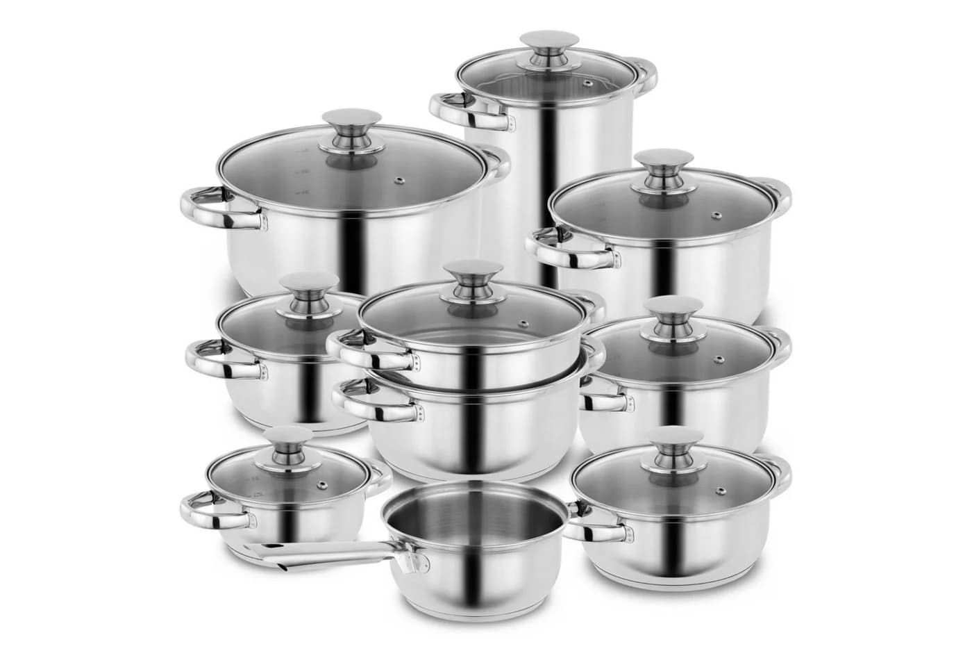 Kopf Topf-Set Janina 19-tlg. Edelstahl mit Glasdeckeln - Bild 2