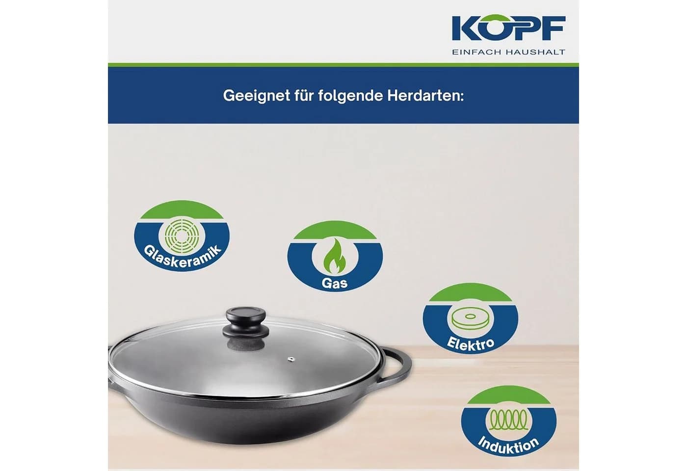 Kopf Wok Mai-Lu Aluminiumguss Ø 36 cm Induktion Antihaft - Bild 3