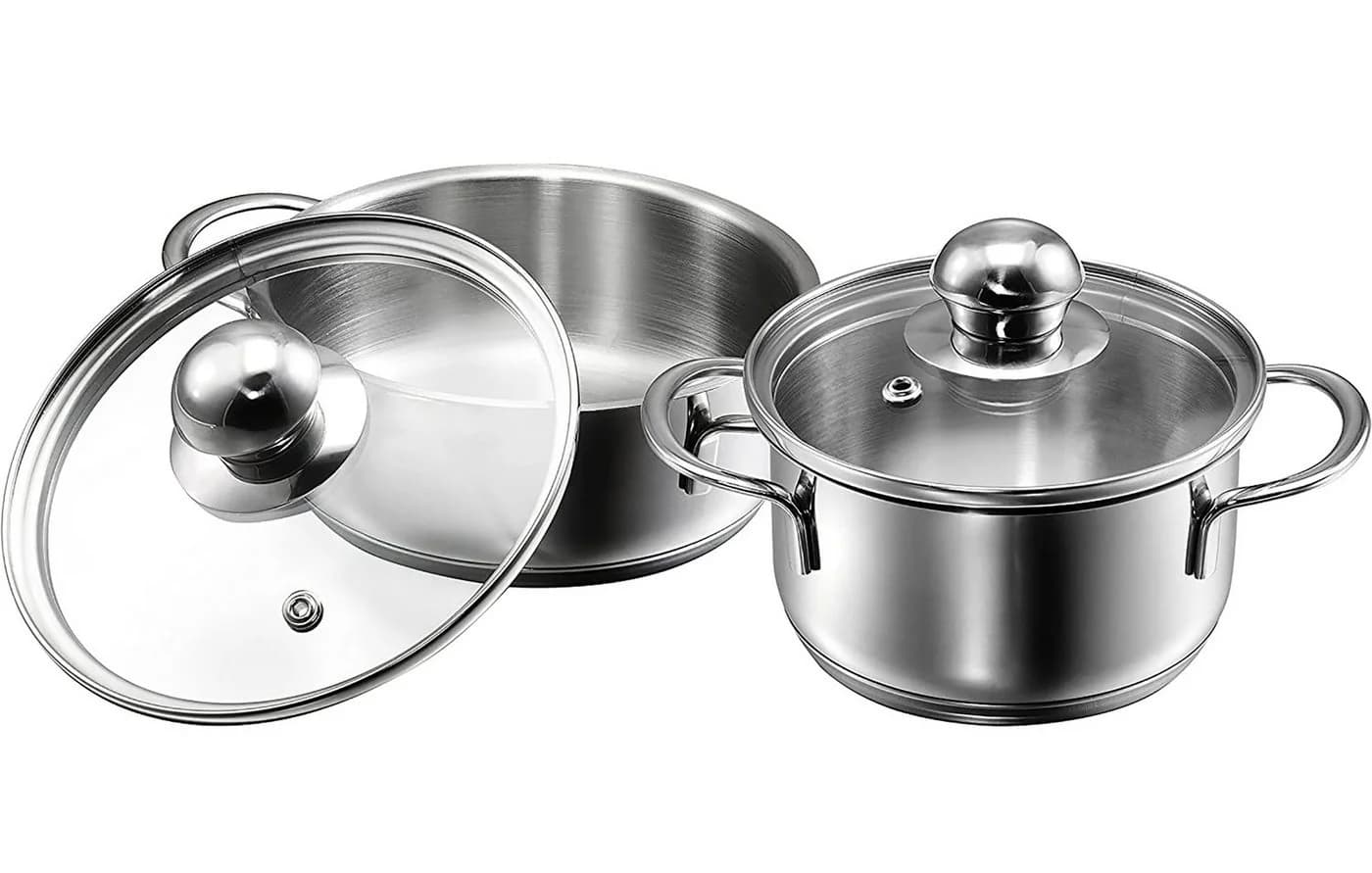 Kopf Topf-Set Parvus 2-tlg. Edelstahl Induktion Glasdeckel