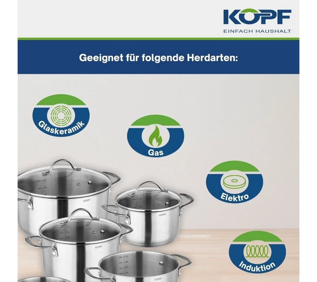 Kopf Topf-Set Clara 8-tlg. Edelstahl Silber Induktion - Bild 4