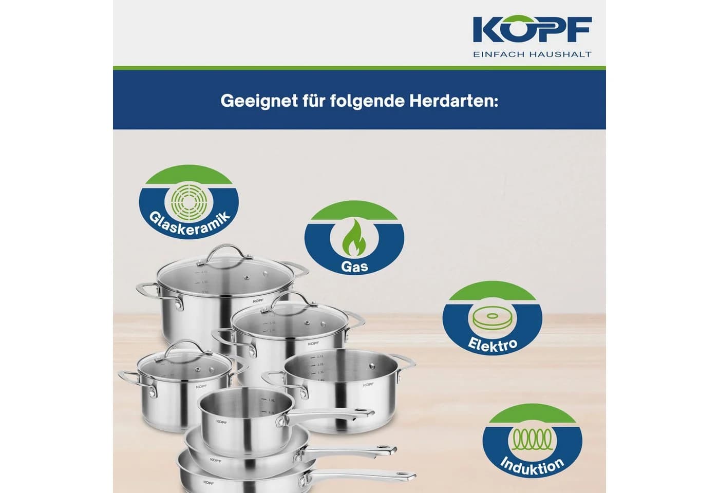 Kopf Topf-Set Clara 10-tlg. Edelstahl Silber Induktion - Bild 4