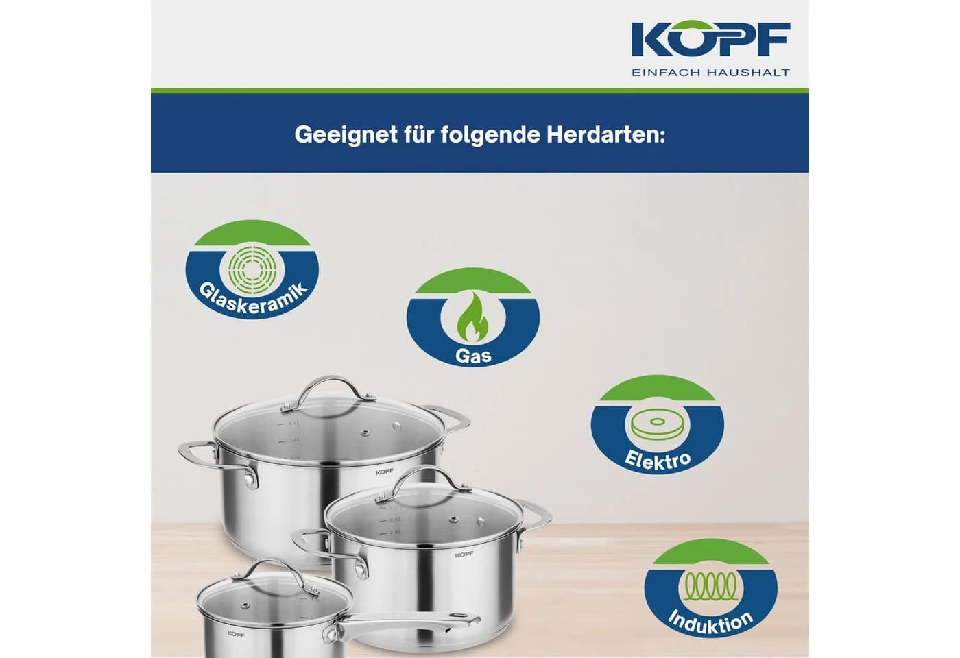 Kopf Topf-Set Clara 6-tlg. Edelstahl Silber Induktion - Bild 4