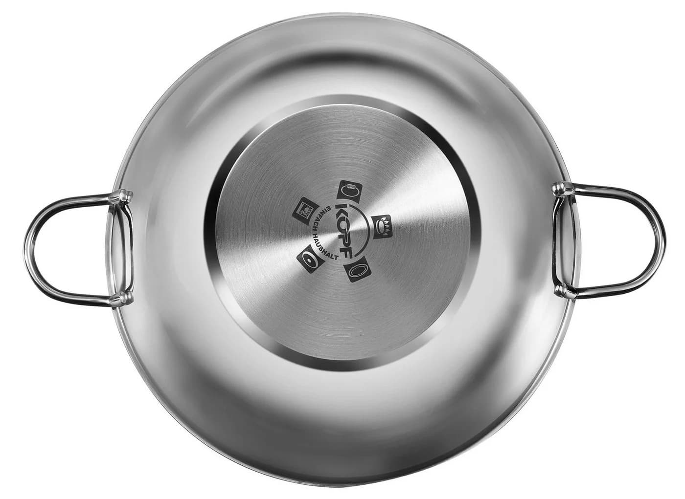 Kopf Wok Josie 32 cm Edelstahl mit Glasdeckel Induktion - Bild 3