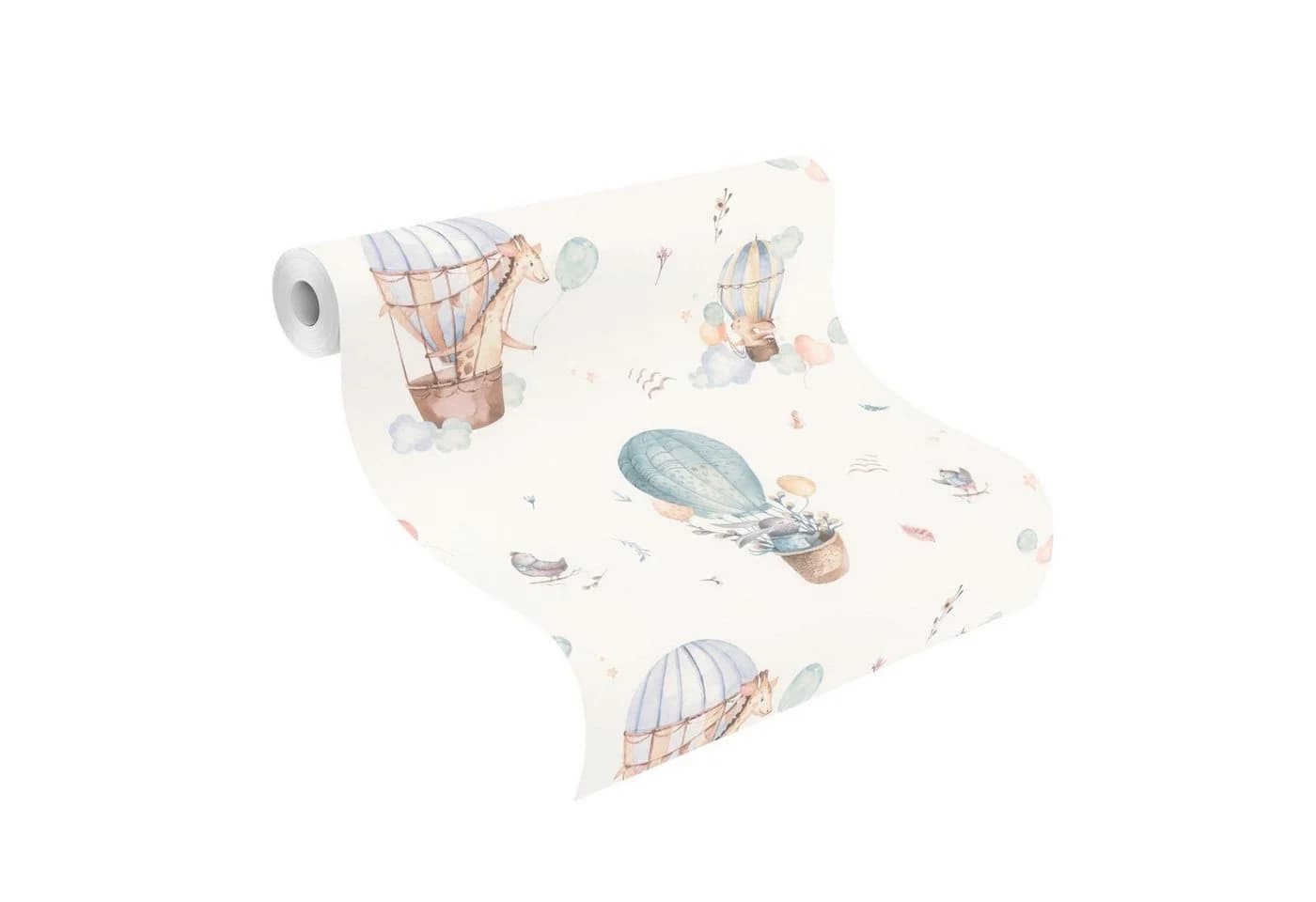Rasch Kindertapete Babyblau Vlies glatt uni mit Waldtiere Motiv - Bild 2