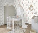 Rasch Kindertapete Babyblau Vlies glatt uni mit Waldtiere Motiv Bild 4