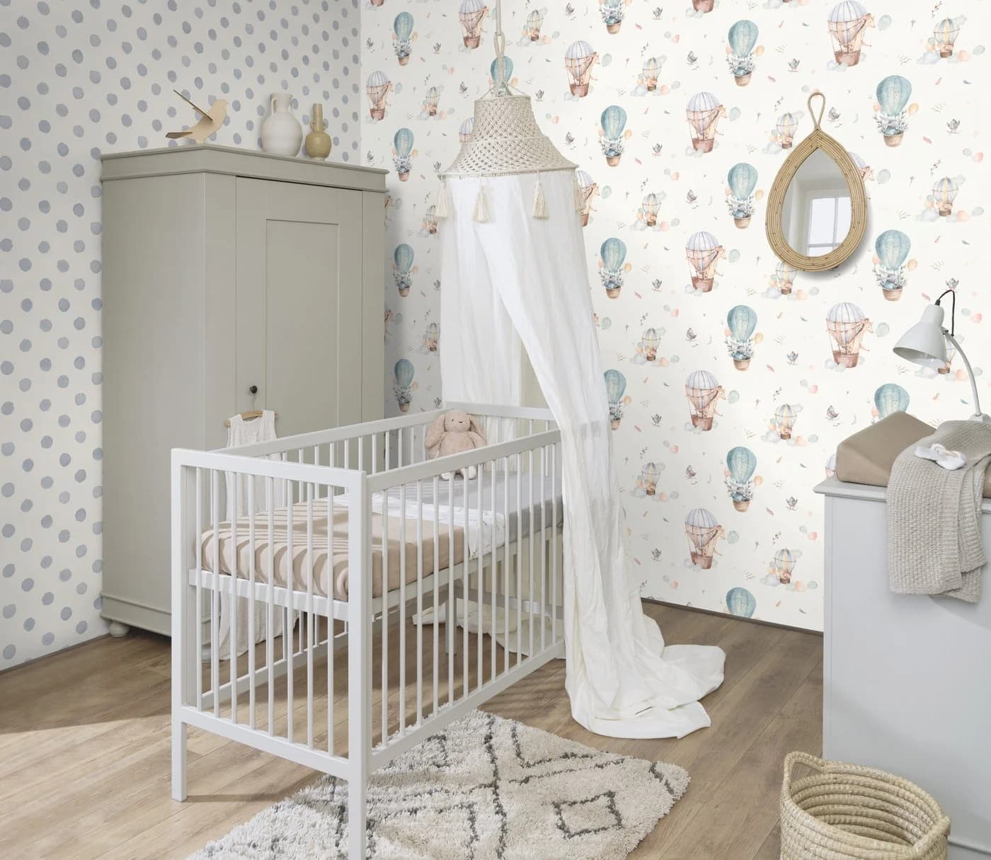 Rasch Kindertapete Babyblau Vlies glatt uni mit Waldtiere Motiv - Bild 4