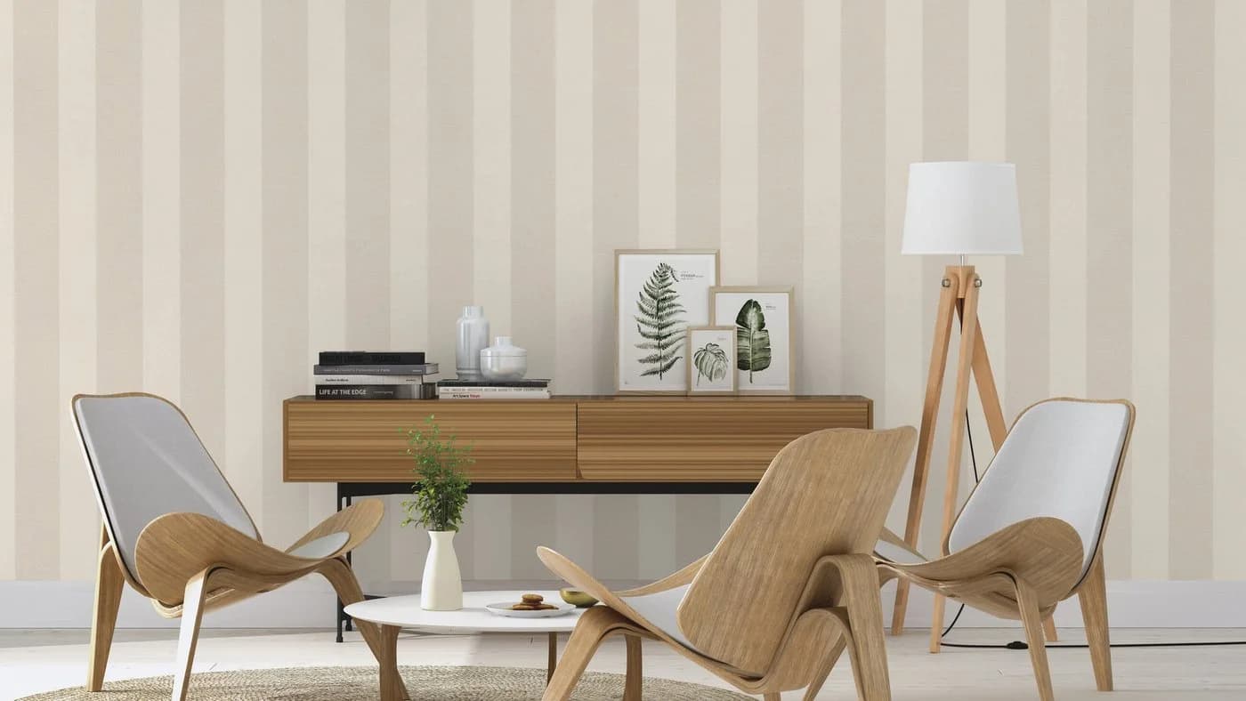 Rasch Vliestapete Streifenmuster Beige Creme Textiloptik - Bild 3