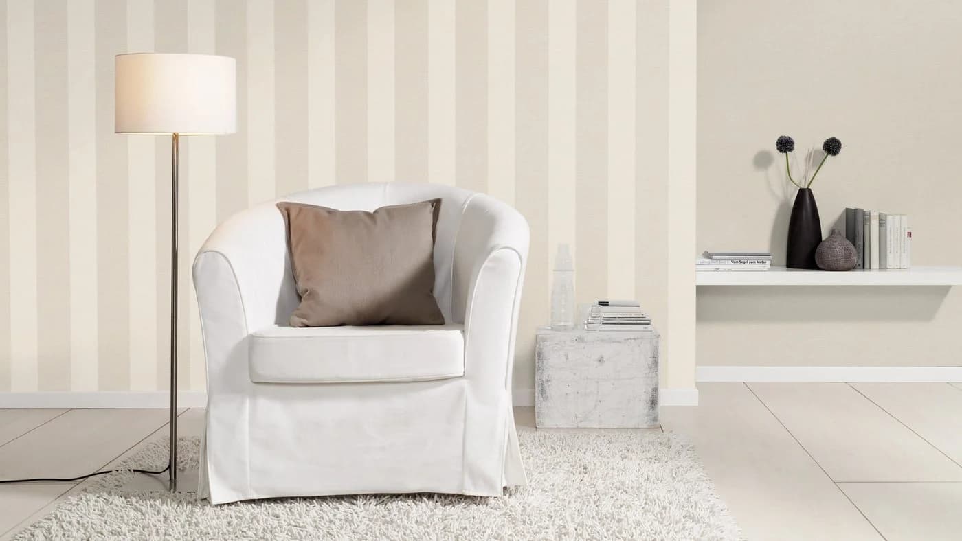 Rasch Vliestapete Streifenmuster Beige Creme Textiloptik - Bild 4