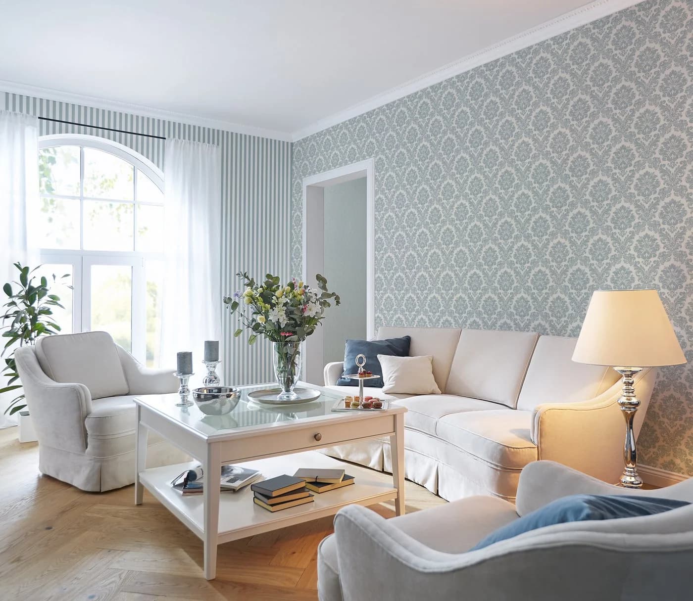 Rasch Vliestapete Barock Beige Blau Klassisch - Bild 5