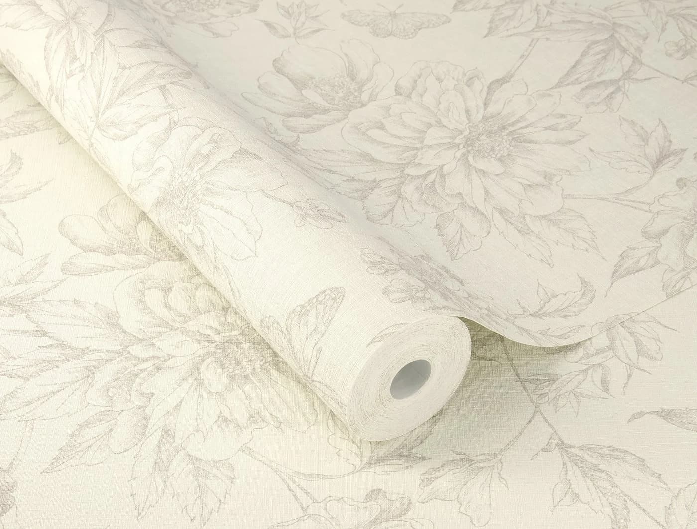 Rasch Vliestapete Vintage Floral Beige/Weiß