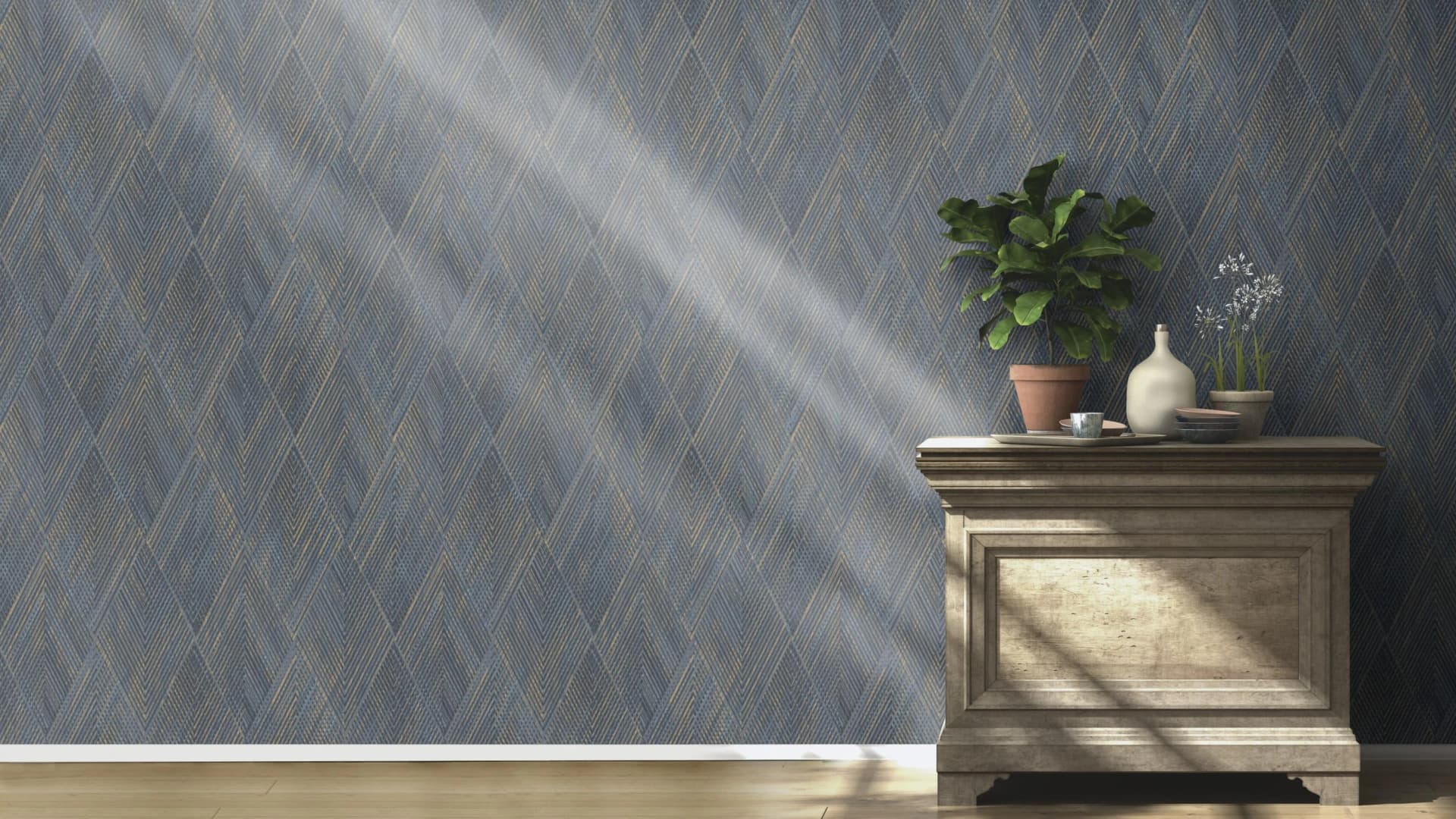 RASCH Vliestapete Perfecto VI 844146 Blau Geometrisch
