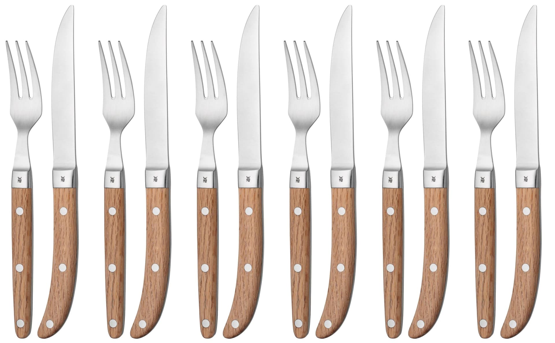 WMF Steakbesteck-Set RANCH 12-teilig Eiche/Silber