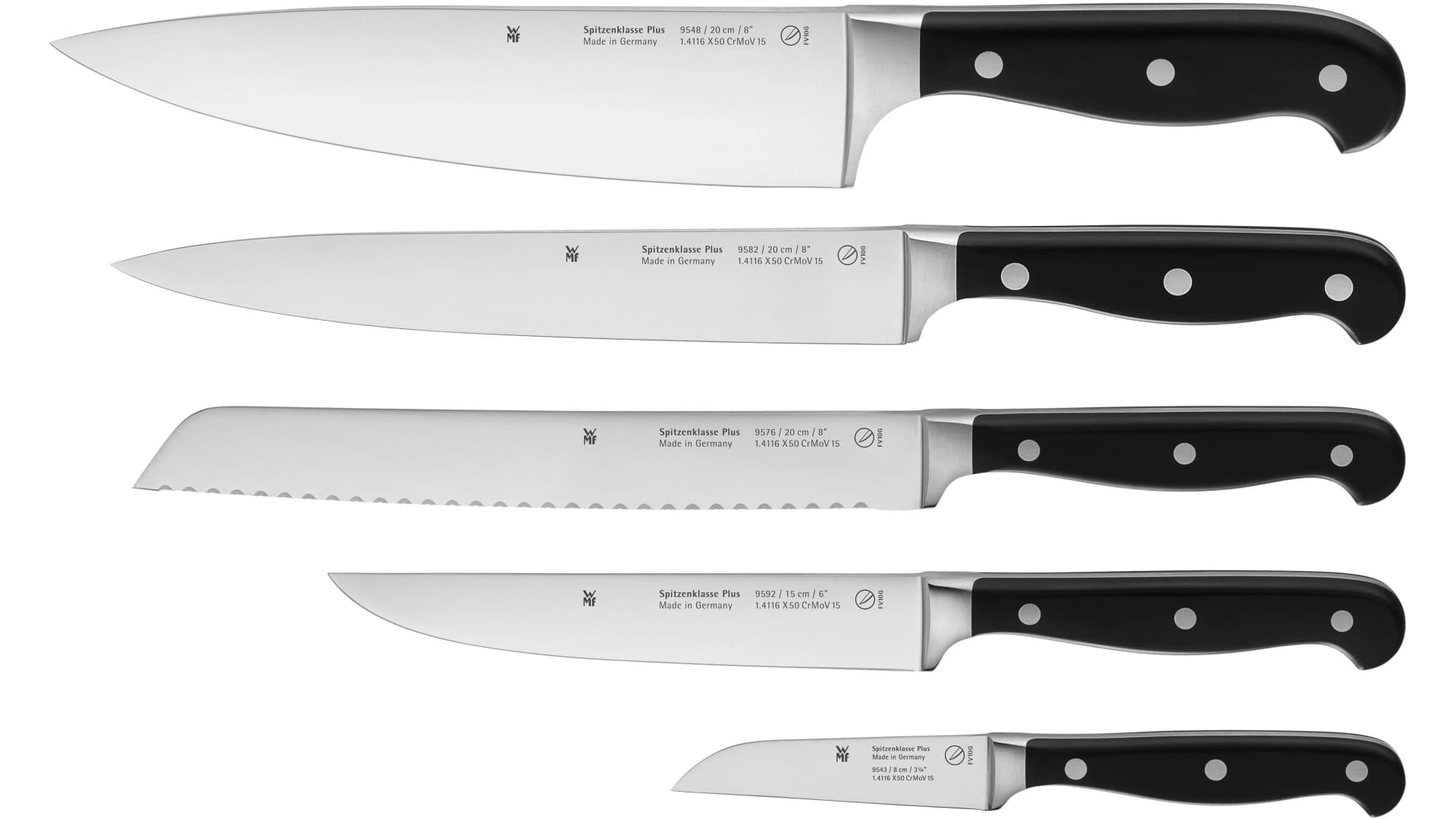 WMF Spitzenklasse Plus Messer-Set Schwarz Spezialklingenstahl