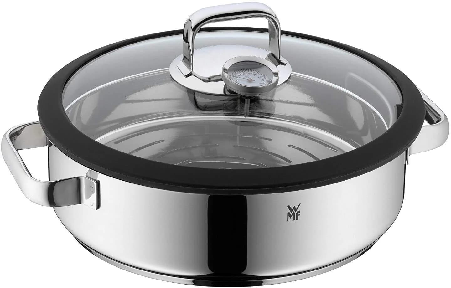 WMF Dampfgartopf Vitalis Induktion mit Glasdeckel und Silikonrand Schwarz