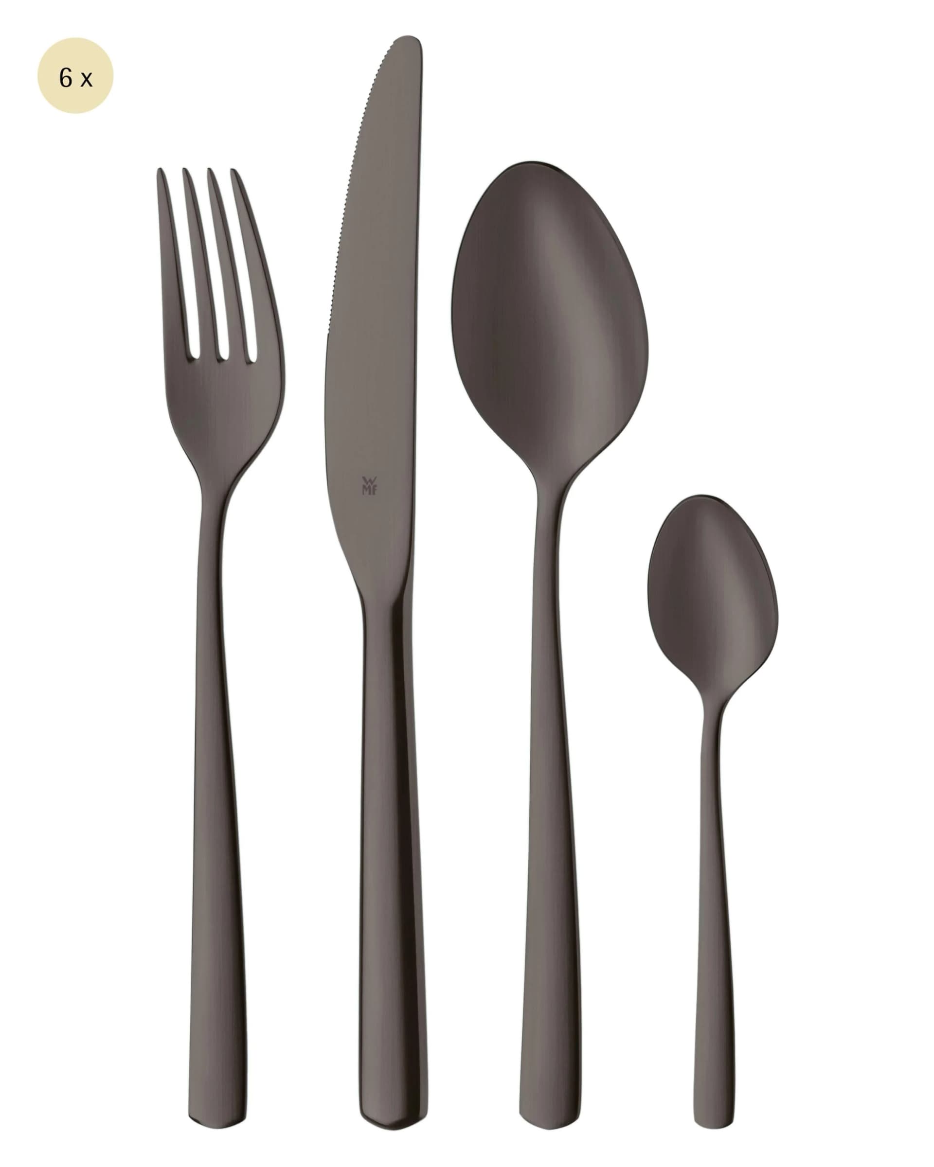 WMF Boston Besteck-Set 24-tlg. Schwarz Cromargan Edelstahl