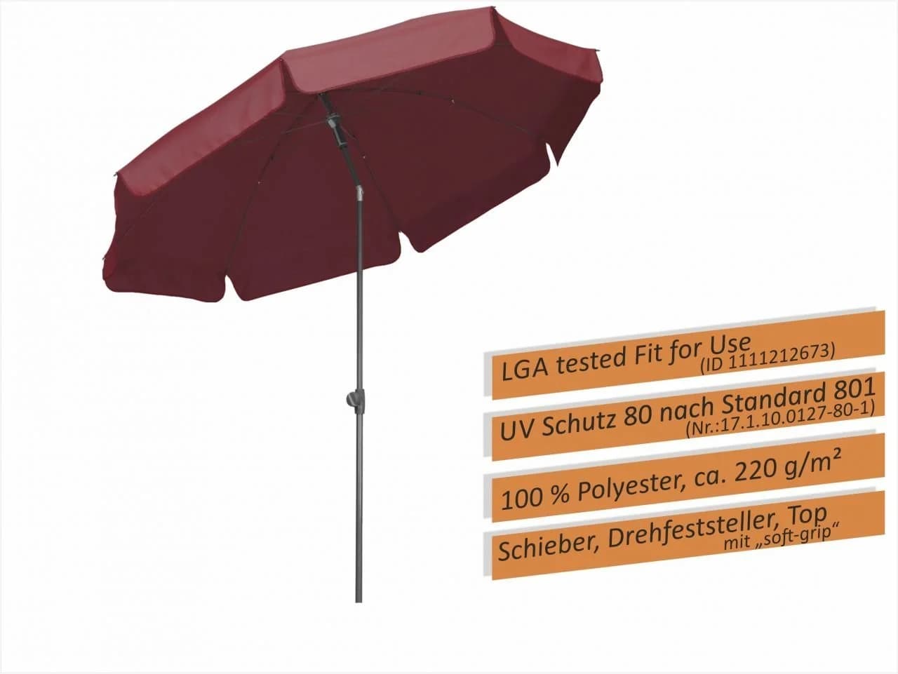Schneider Sonnenschirm Aquila dunkelrot Ø 200 cm mit Volant