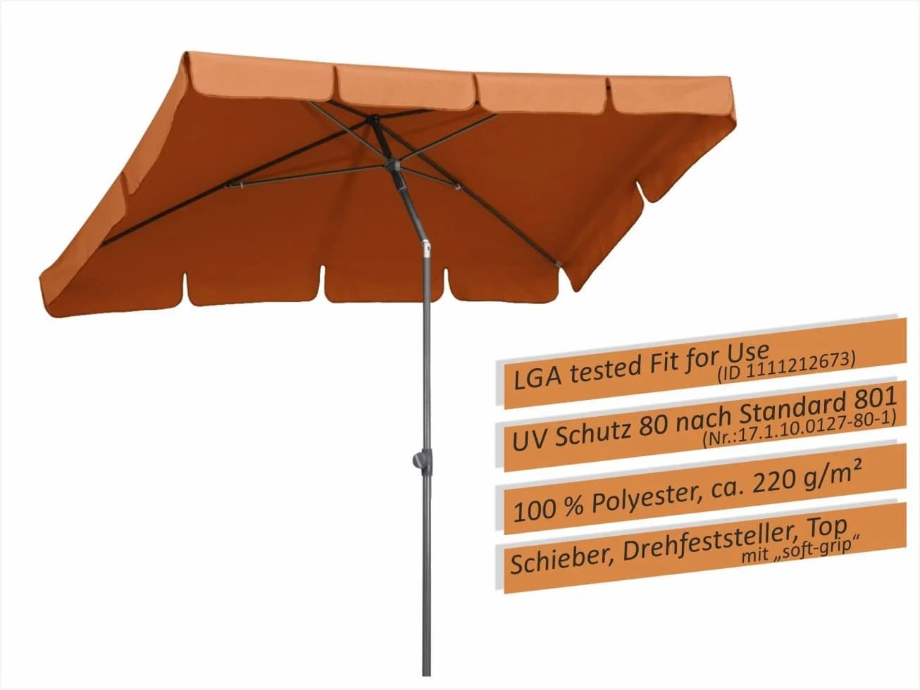 Schneider Sonnenschirm Aquila Terracotta Rechteckig mit Volant - Bild 3