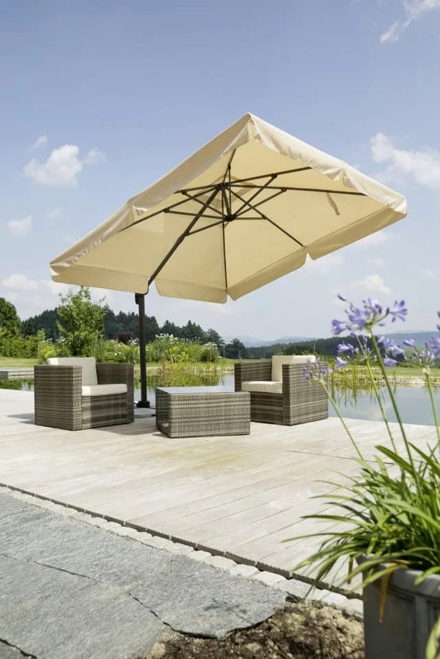 Schneider Ampelschirm Rhodos Quadratisch Beige 300x300 cm - Bild 4