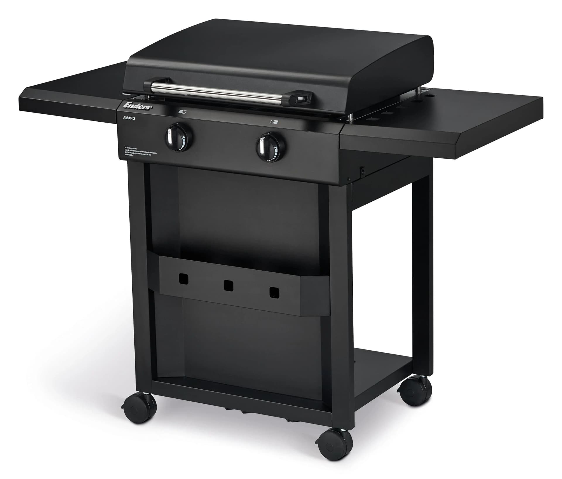 Gasgrill ENDERS Amaro 2 Schwarz mit Edelstahlrost und klappbarem Seitentisch