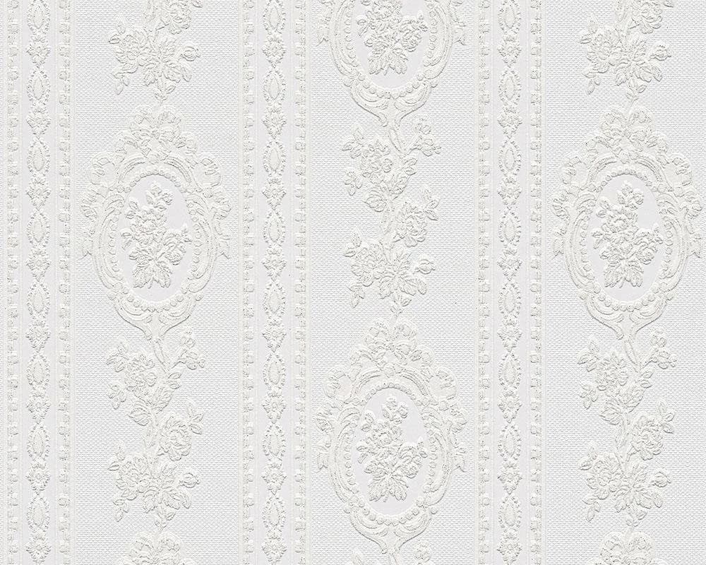 living walls Schaumtapete Belle Epoque 1861 Weiß/Silber Barock Streifen - Bild 2