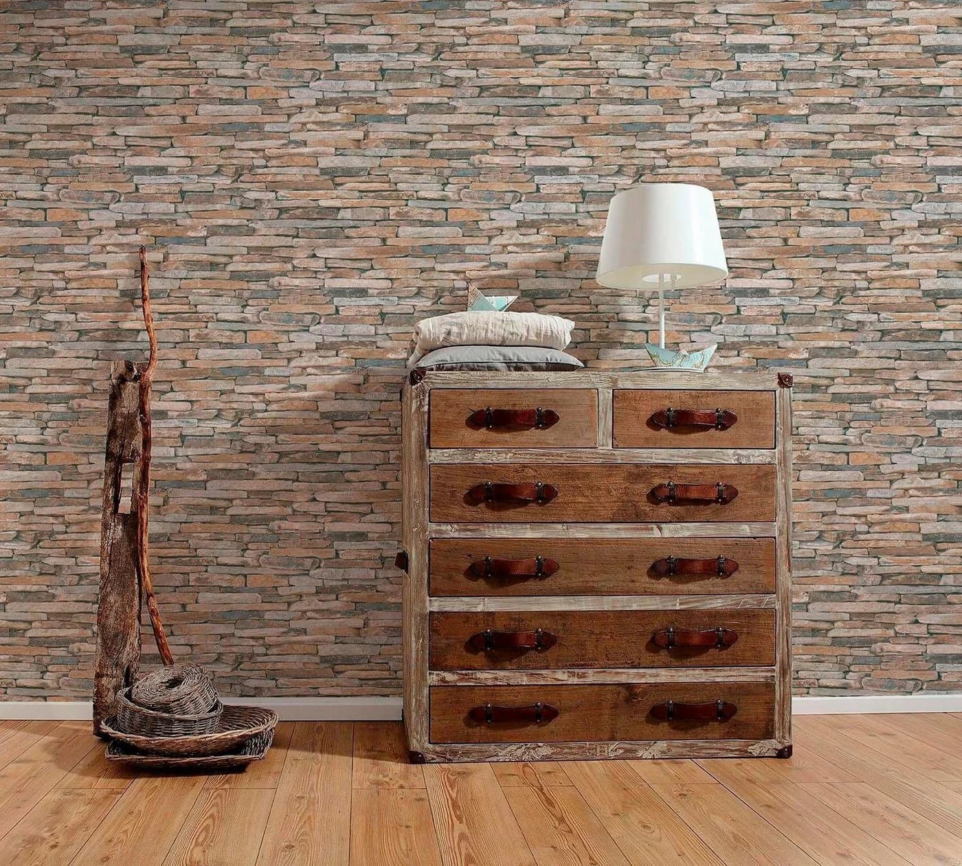 living walls Vliestapete Best of Wood`n Stone 2nd Edition Steinoptik Braun/Grau