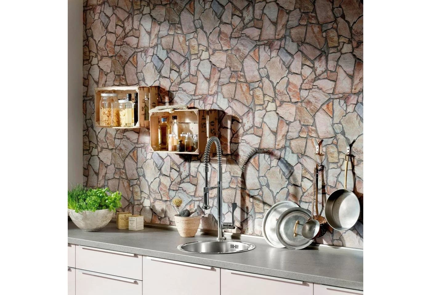 Livingwalls Vliestapete Best of Wood`n Stone 2nd Edition Steinoptik Bunt - Bild 4