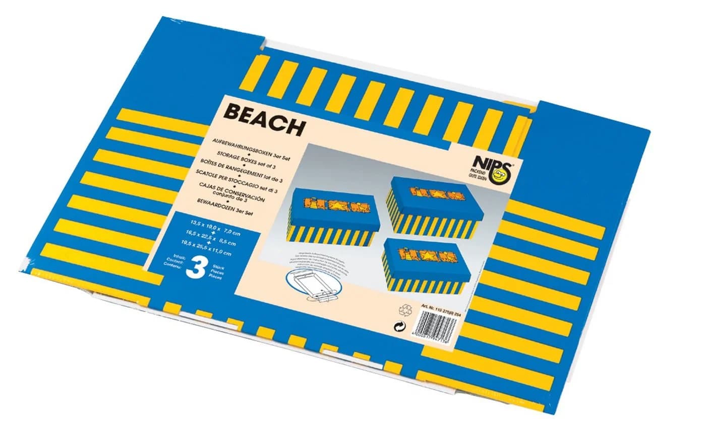 NIPS Aufbewahrungsbox BEACH 3er Set Sommer-Motiv Wellkarton - Bild 3
