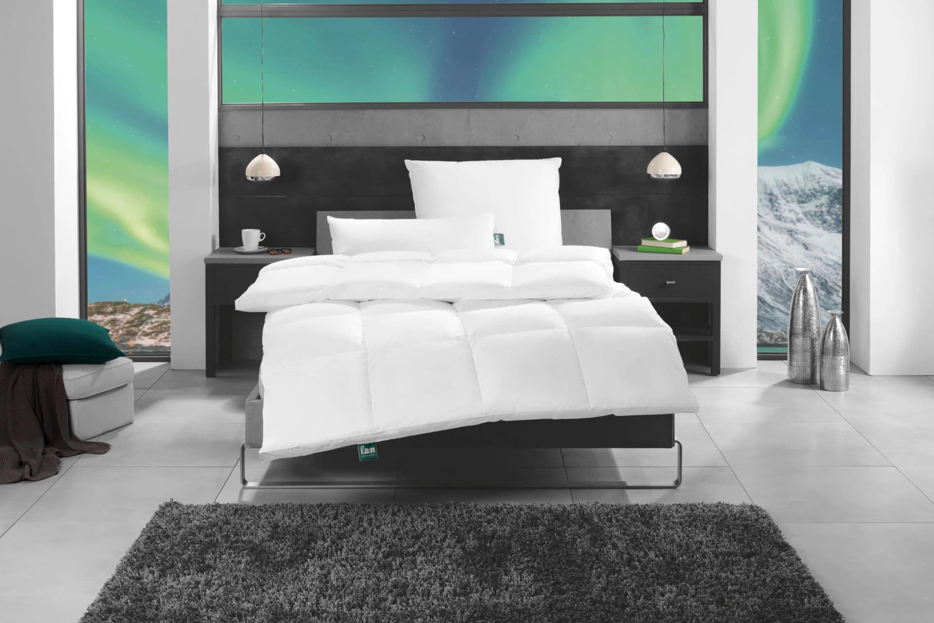 f.a.n. Island 3-Kammer-Kopfkissen Weiß 80x80cm Daunen/Federn