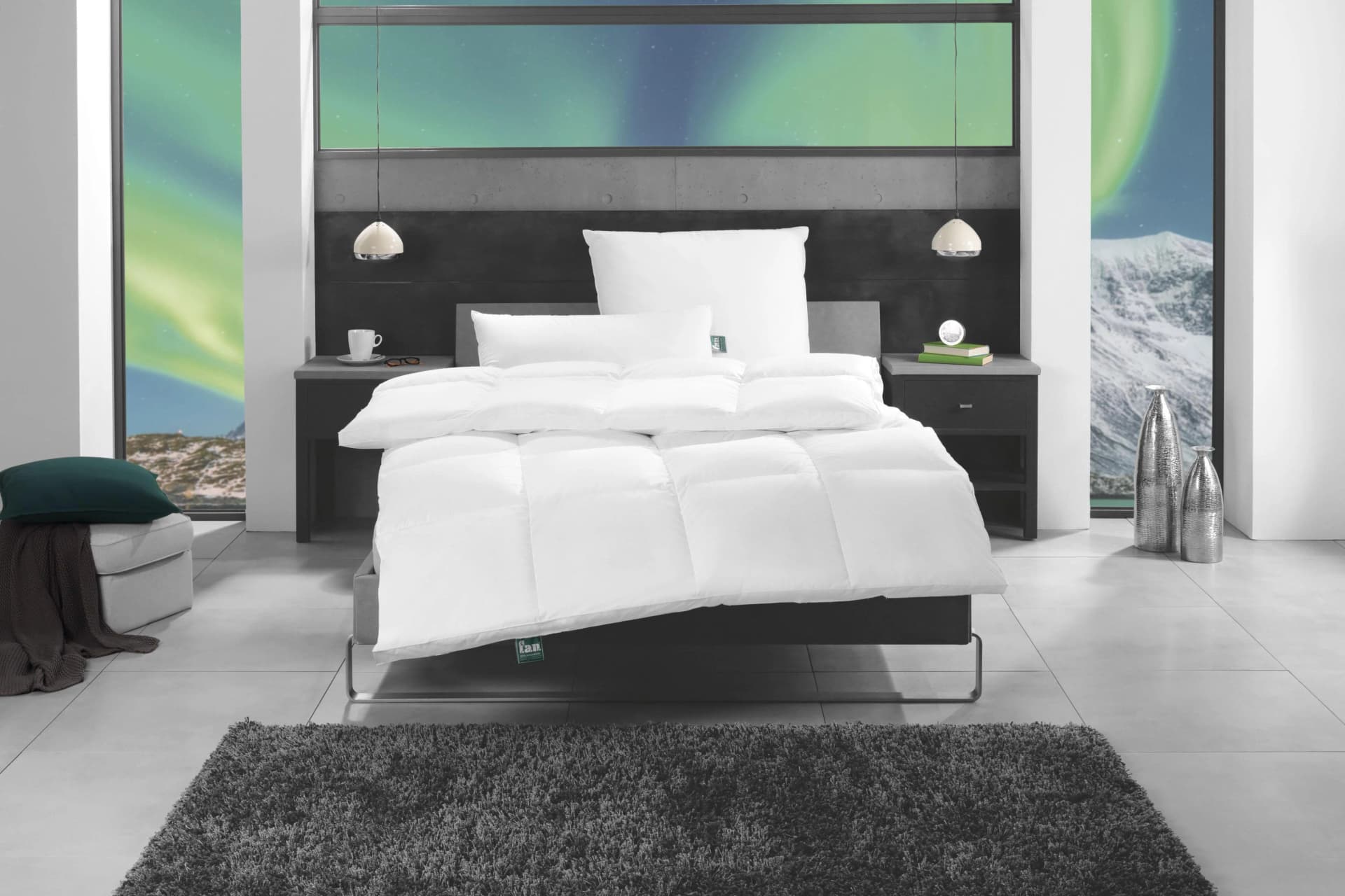 f.a.n. Island Gänsedaunenbettdecke Weiß 200x200cm Baumwolle