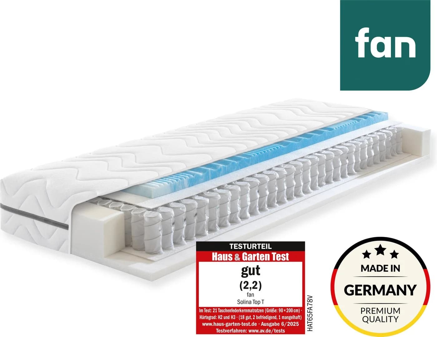 F.A.N. Solina Top T Taschenfederkernmatratze Weiß 7-Zonen Wendematratze - Bild 2